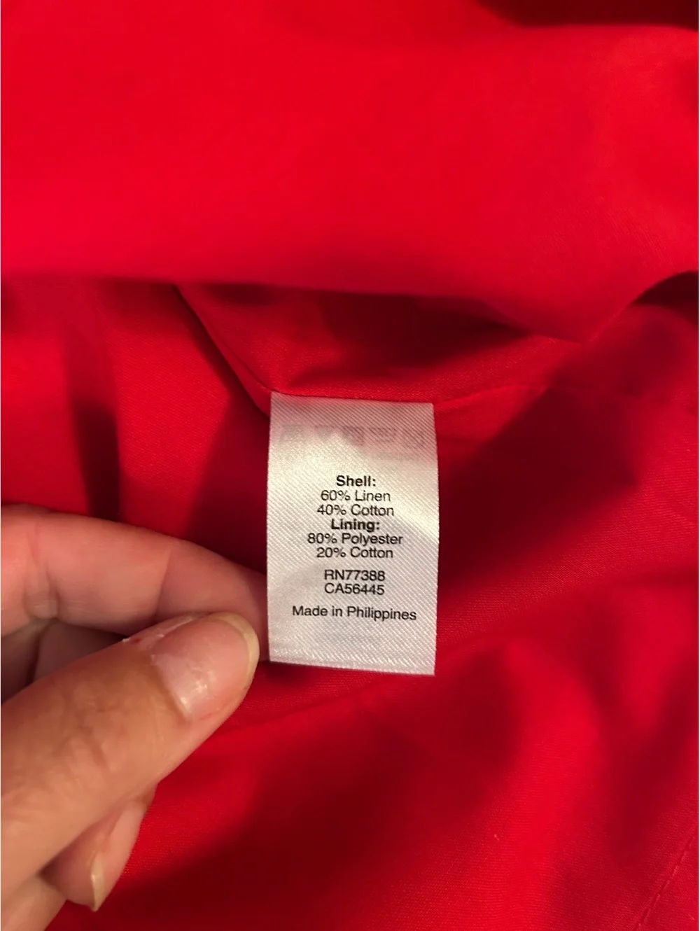 J.Crew Red Linen Cotton Blend Sleeveless Dress Size Large